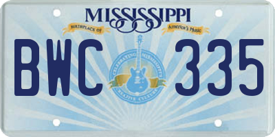 MS license plate BWC335