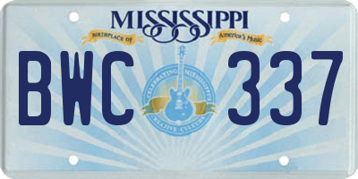 MS license plate BWC337