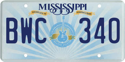 MS license plate BWC340