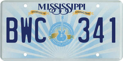 MS license plate BWC341