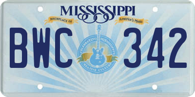 MS license plate BWC342