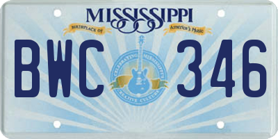 MS license plate BWC346