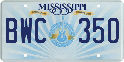 MS license plate BWC350