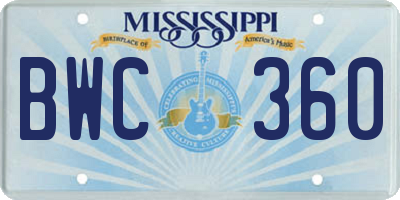 MS license plate BWC360