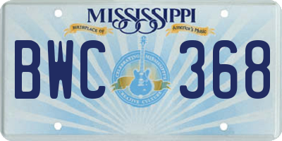 MS license plate BWC368