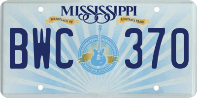 MS license plate BWC370