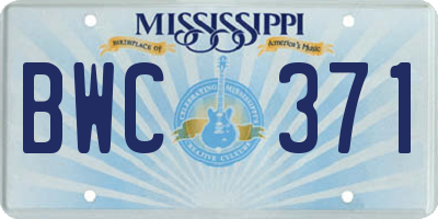 MS license plate BWC371