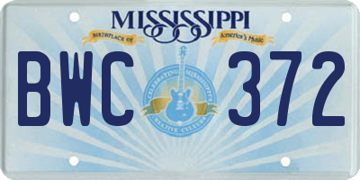 MS license plate BWC372