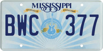 MS license plate BWC377