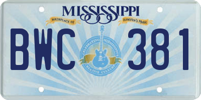 MS license plate BWC381
