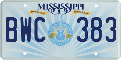MS license plate BWC383