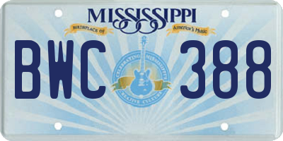 MS license plate BWC388