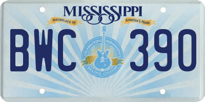 MS license plate BWC390
