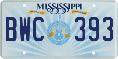 MS license plate BWC393
