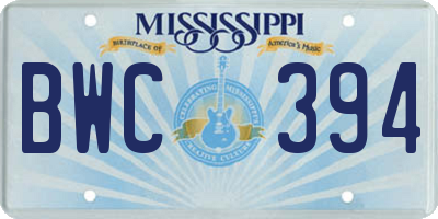 MS license plate BWC394