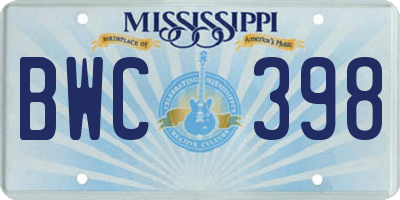 MS license plate BWC398