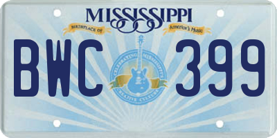 MS license plate BWC399