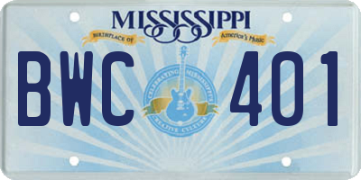 MS license plate BWC401