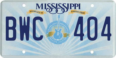 MS license plate BWC404