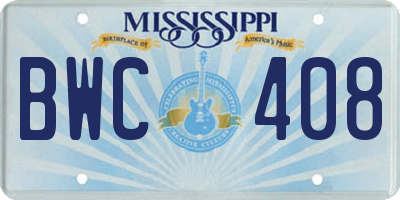 MS license plate BWC408