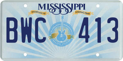 MS license plate BWC413