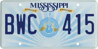 MS license plate BWC415
