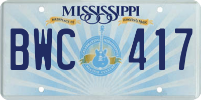 MS license plate BWC417