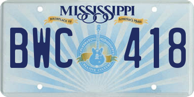 MS license plate BWC418