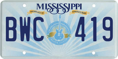 MS license plate BWC419