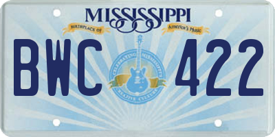 MS license plate BWC422