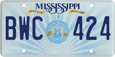 MS license plate BWC424