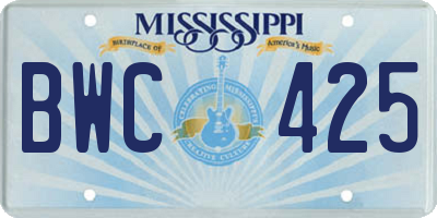 MS license plate BWC425