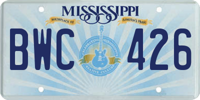 MS license plate BWC426