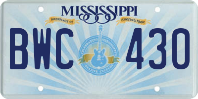 MS license plate BWC430