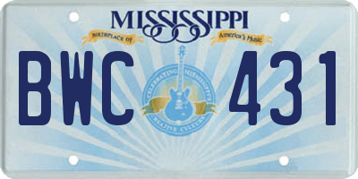 MS license plate BWC431