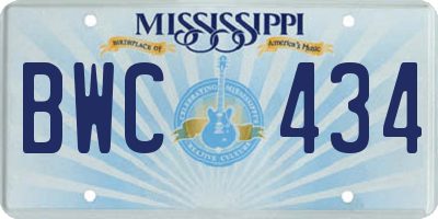 MS license plate BWC434
