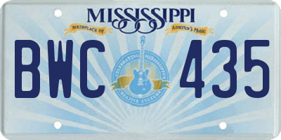MS license plate BWC435