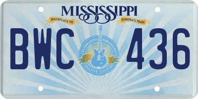 MS license plate BWC436
