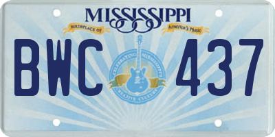 MS license plate BWC437