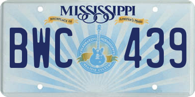 MS license plate BWC439