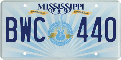 MS license plate BWC440