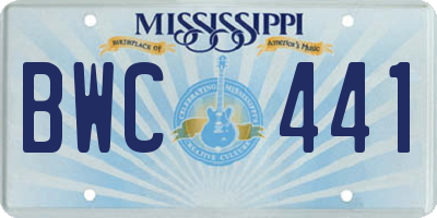 MS license plate BWC441