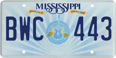 MS license plate BWC443