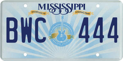 MS license plate BWC444