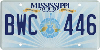 MS license plate BWC446
