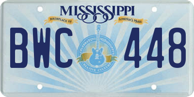 MS license plate BWC448