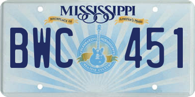MS license plate BWC451