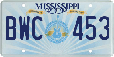 MS license plate BWC453