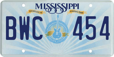 MS license plate BWC454