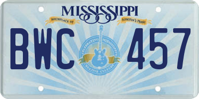 MS license plate BWC457